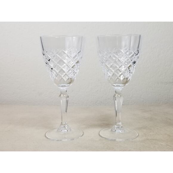 Cristal D' Arques Durand Dauphine Crystal Wine Water Goblets Glasses x2 Vintage - Picture 7 of 14